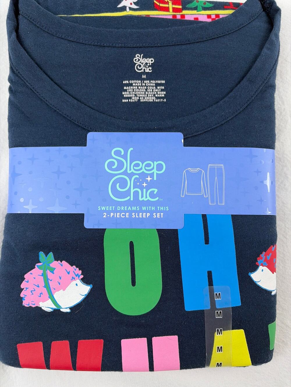 NIP Christmas HedgeHog PJ Set Ladies Size M
